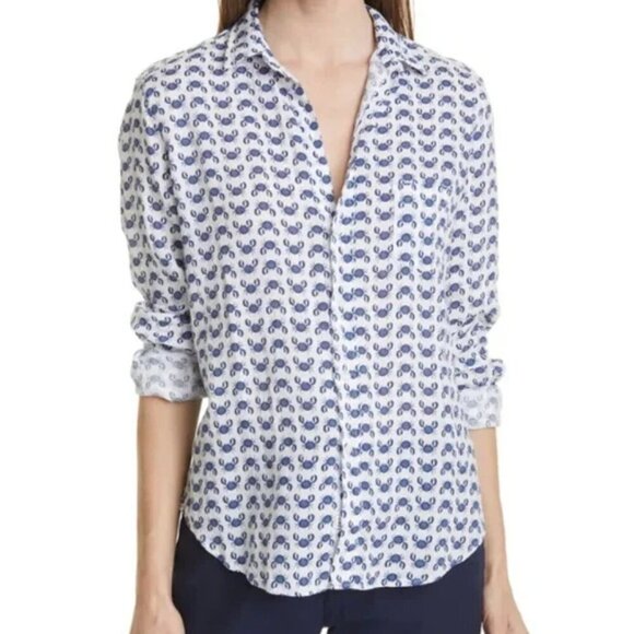 Frank & Eileen | Linen Crab Print Eileen Relaxed Button-Up Shirt Size XS - Picture 13 of 13